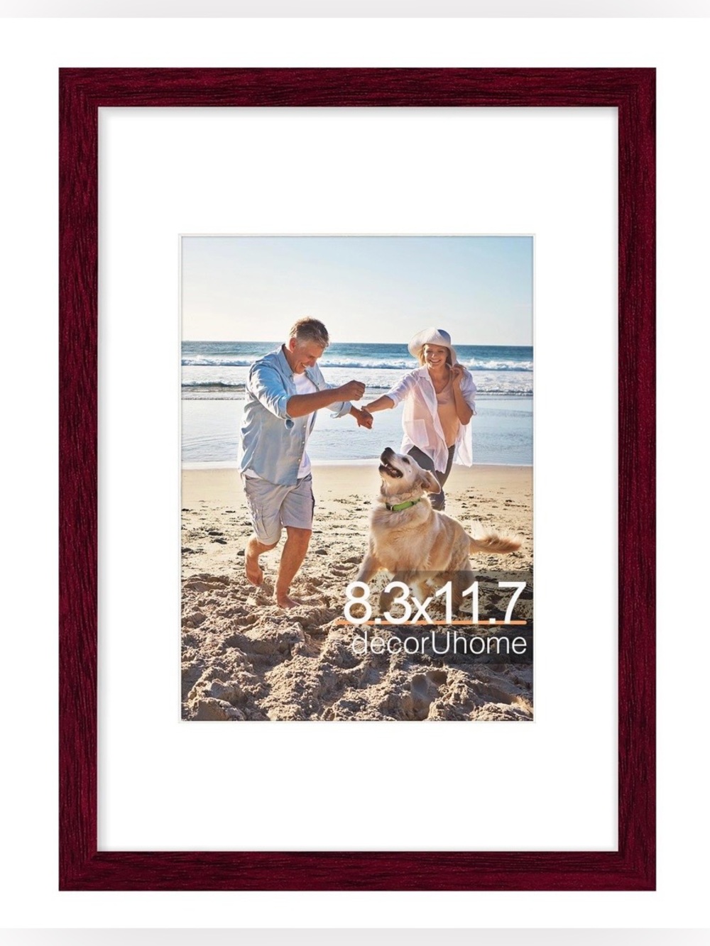 Cherry Red Picture Frame with Mat - Wall Hang or Tabletop 8.3x11.7” (1-count)